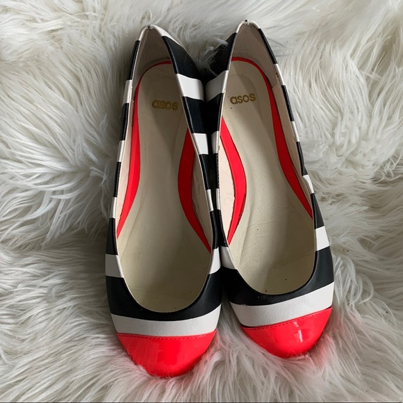 ASOS Black, White, and Neon Pink Ballet Flats - Picture 4 of 13